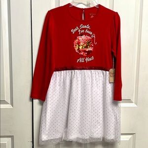 NEW Magical Season Red White Holiday Dress Child Size S 6/7 NWT